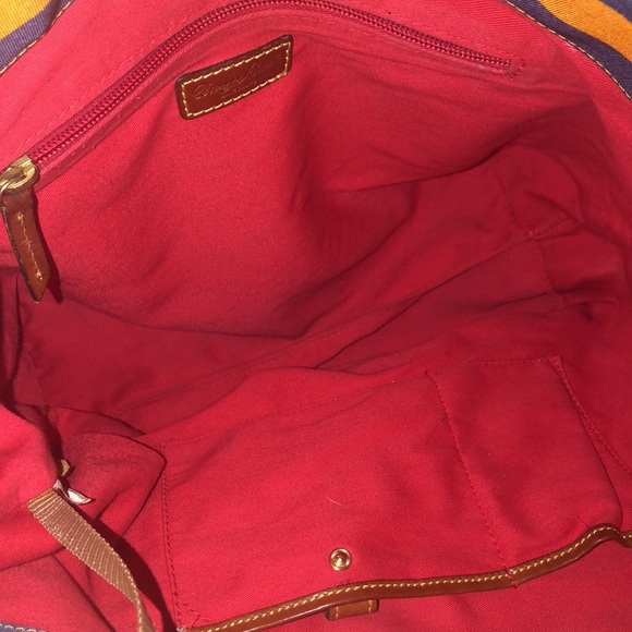 Dooney & Bourkey vintage orange and blue striped tote nylon Preowned “as is” - Picture 6 of 9